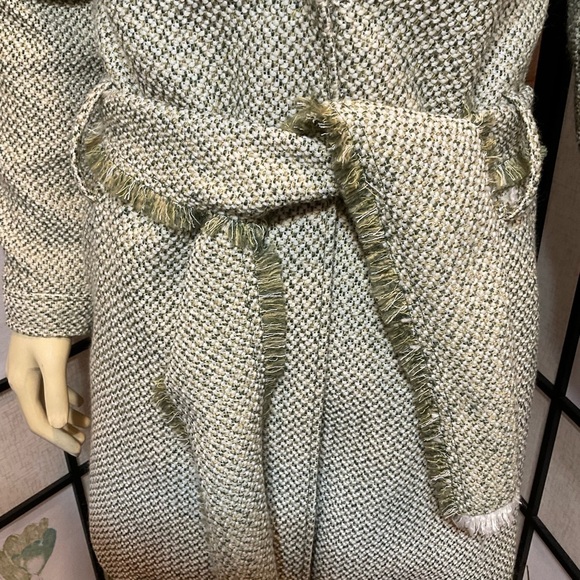 Tulle Avocado and Lime Green Tweed Coat with Fringe - Picture 2 of 11